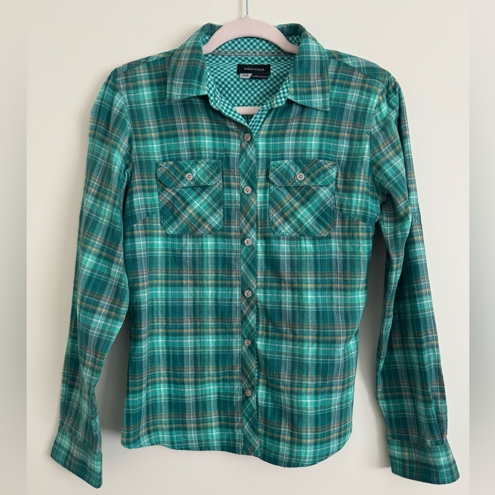Marmot Women’s Teal Plaid Button Up Shirt